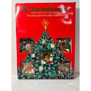 Loui Michel Christmas Frame Ornaments Set of 5 Vintage in Package Holiday Decor